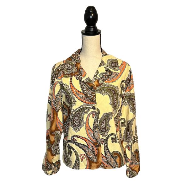 Candy Couture Women's Cotton Button Down Jacket Paisley and Sequins Large - Picture 2 of 6